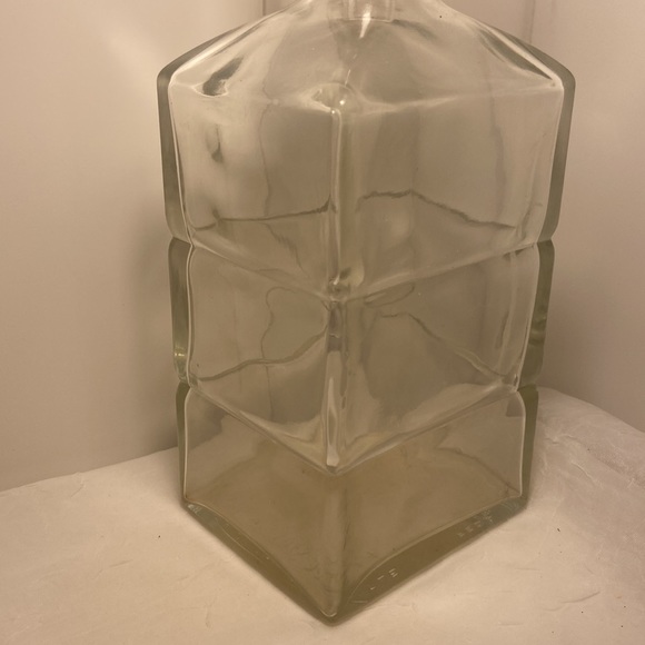 Vintage MCM Seagram clear Glass Square Liquor Decanter Etched logo cube Stopperq - Picture 6 of 16